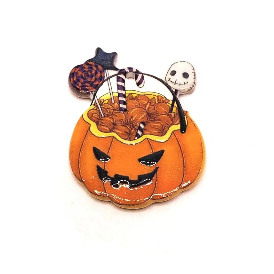 1, 4 or 20 Pieces: Halloween Pumpkin Candy Bowl Pendant - Double Sided