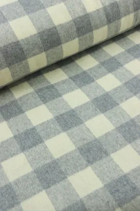 15IN REMNANT; Cream & Gray Check Melton Double Weave Wool