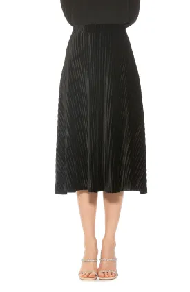ALEXIA ADMOR Alania Pleated Velvet Midi Skirt