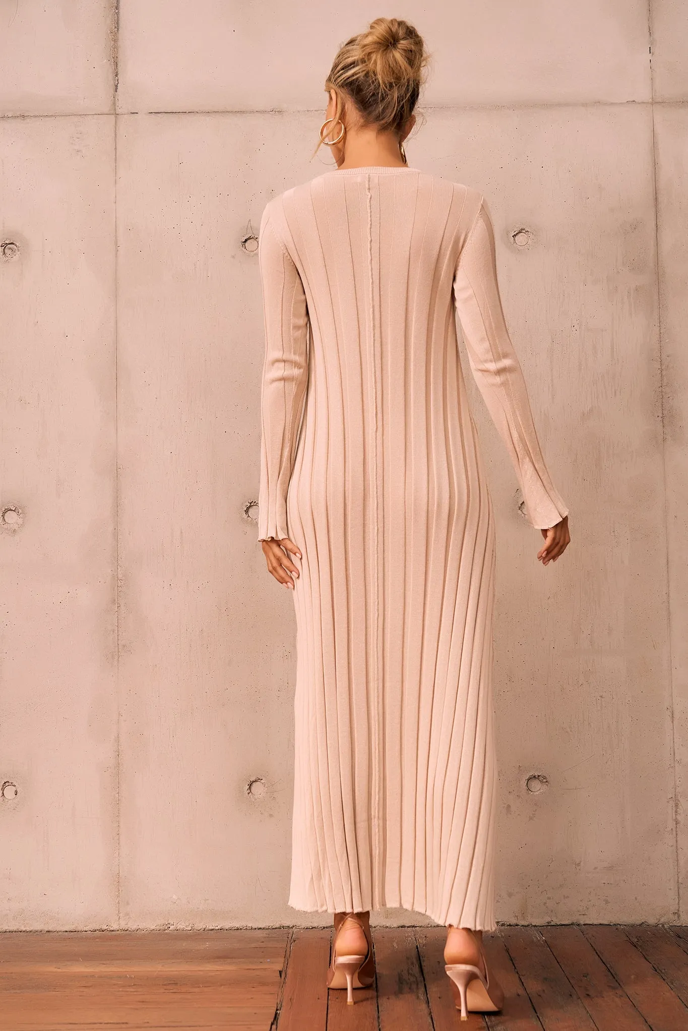Astoria Knit Maxi Dress - Beige