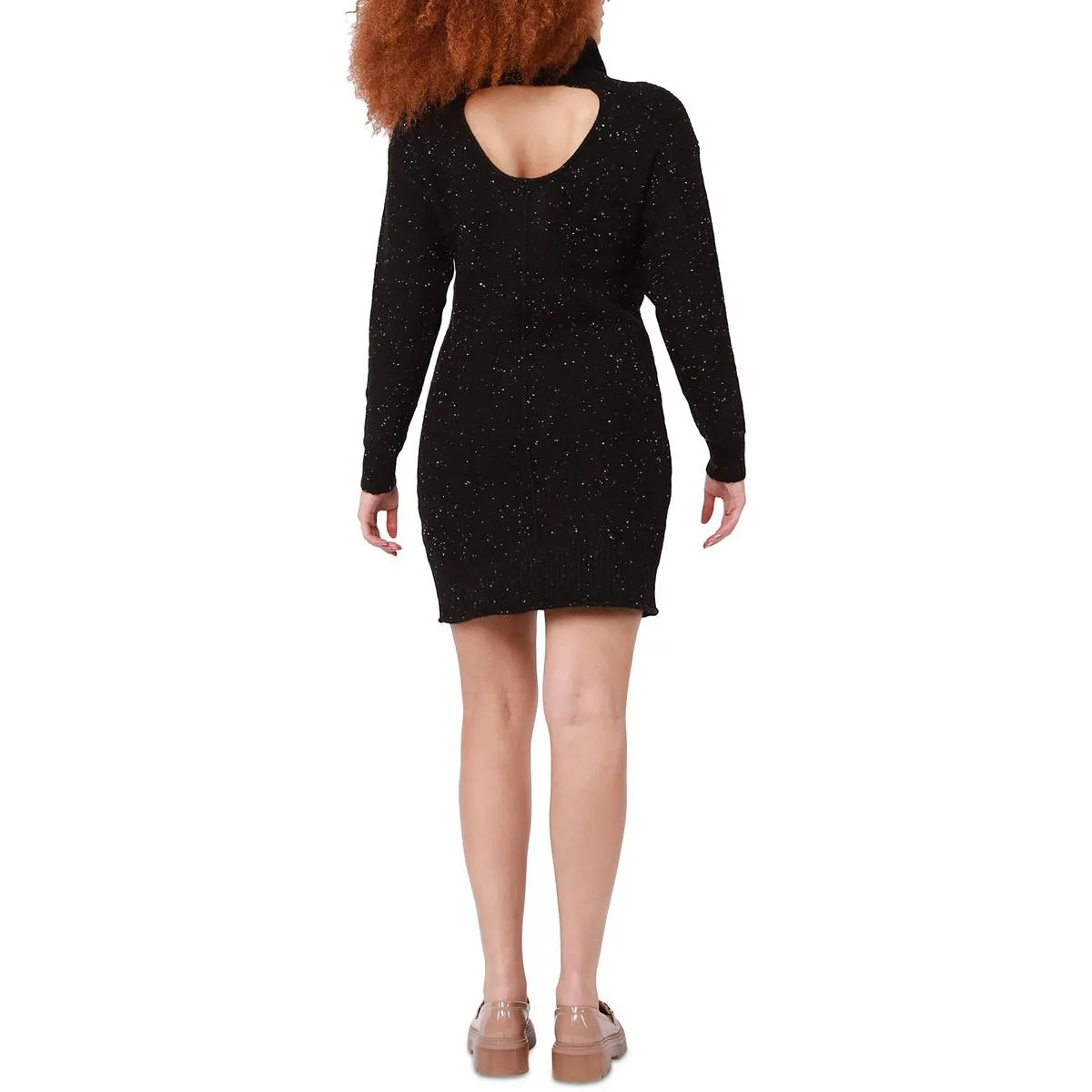 Black Tape_ Womens Turtleneck Knee Sweaterdress