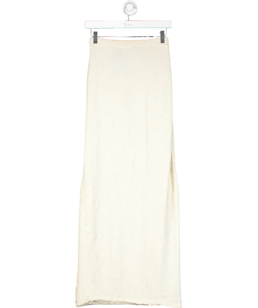 BOA Cream Boucle Knit Maxi Skirt UK XS