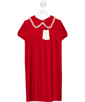 Bonpoint Red Couture Velvet Lace Collar Dress 12 Years