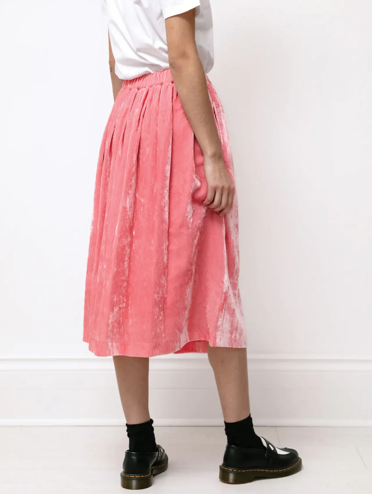 CDG CDG Pink Velvet Midi Skirt