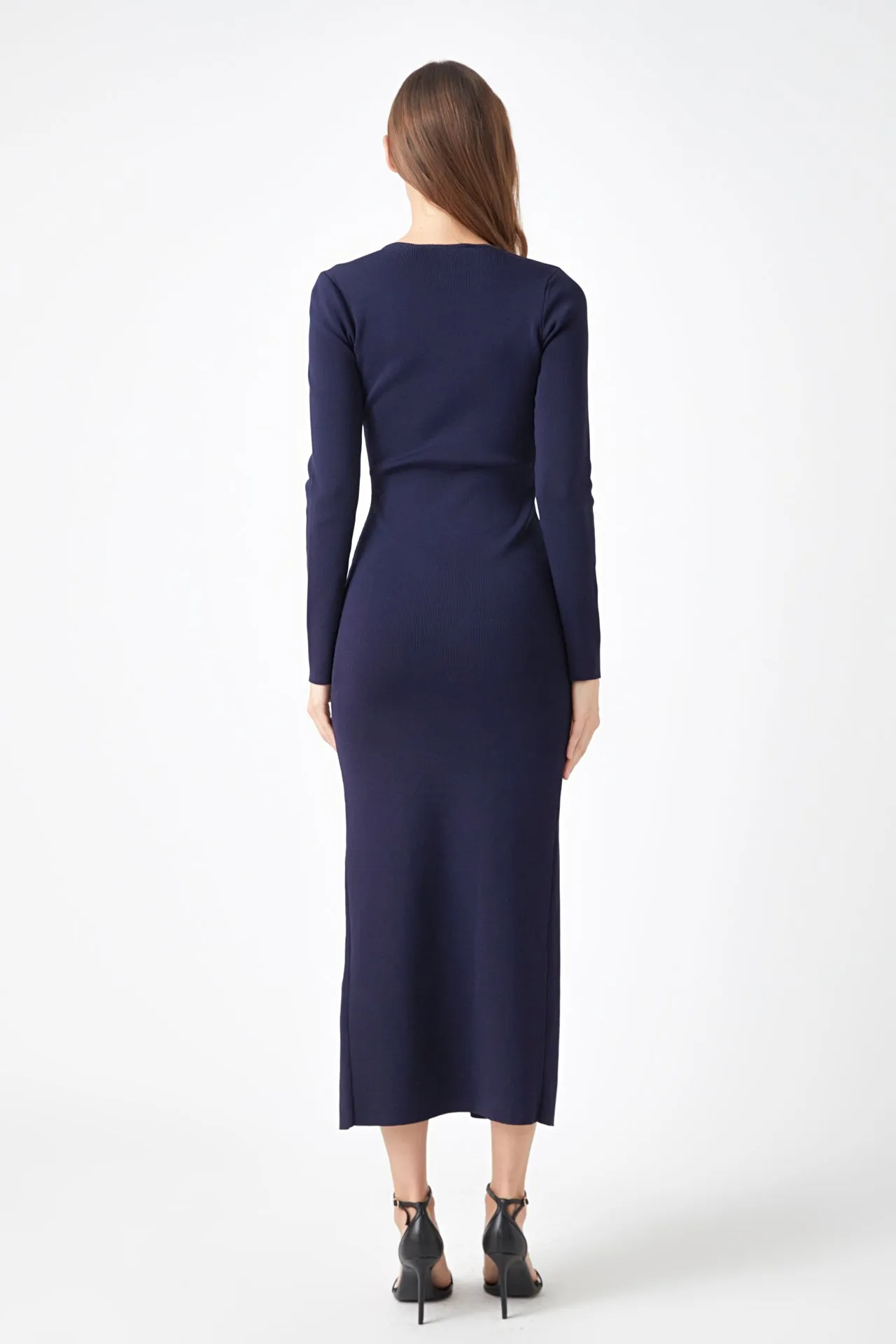 Cut Out Long Sleeve Maxi Dress