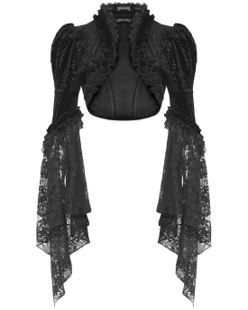 Dark In Love Dark Bohemian Gothic Ivy Velvet Flare-Sleeve Bolero Shrug
