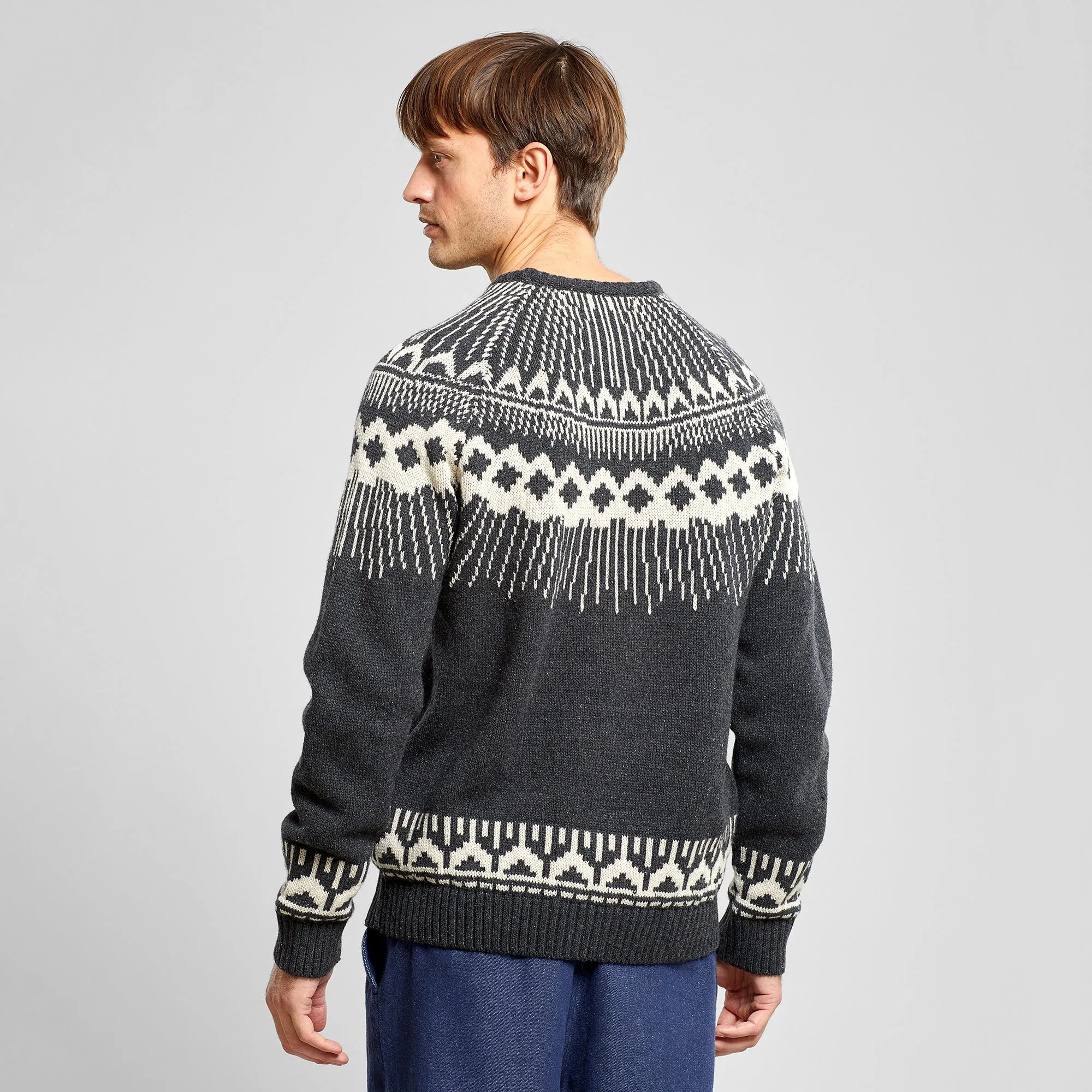 Dedicated Malung Fair Isle Wool Sweater - Dark Grey Melange
