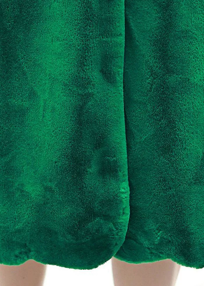 French Green Oversized Thick Fuzzy Fur Fluffy Coats Winter LY9418