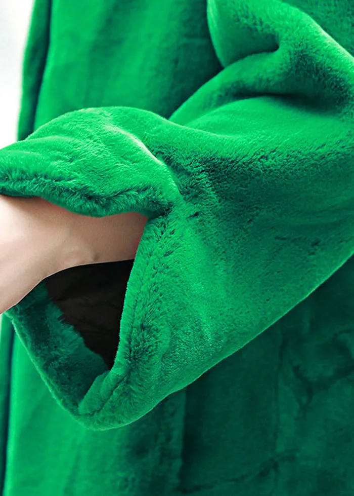 French Green Oversized Thick Fuzzy Fur Fluffy Coats Winter LY9418