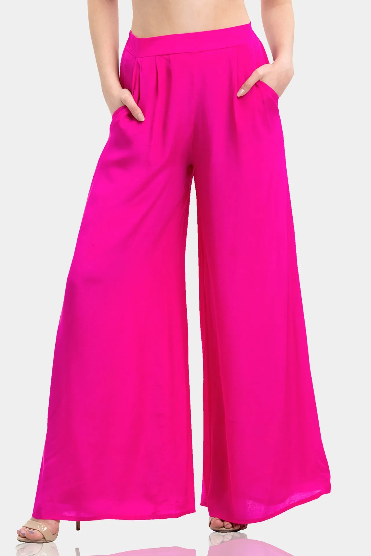 Fuchsia Wide Leg Palazzo Pants