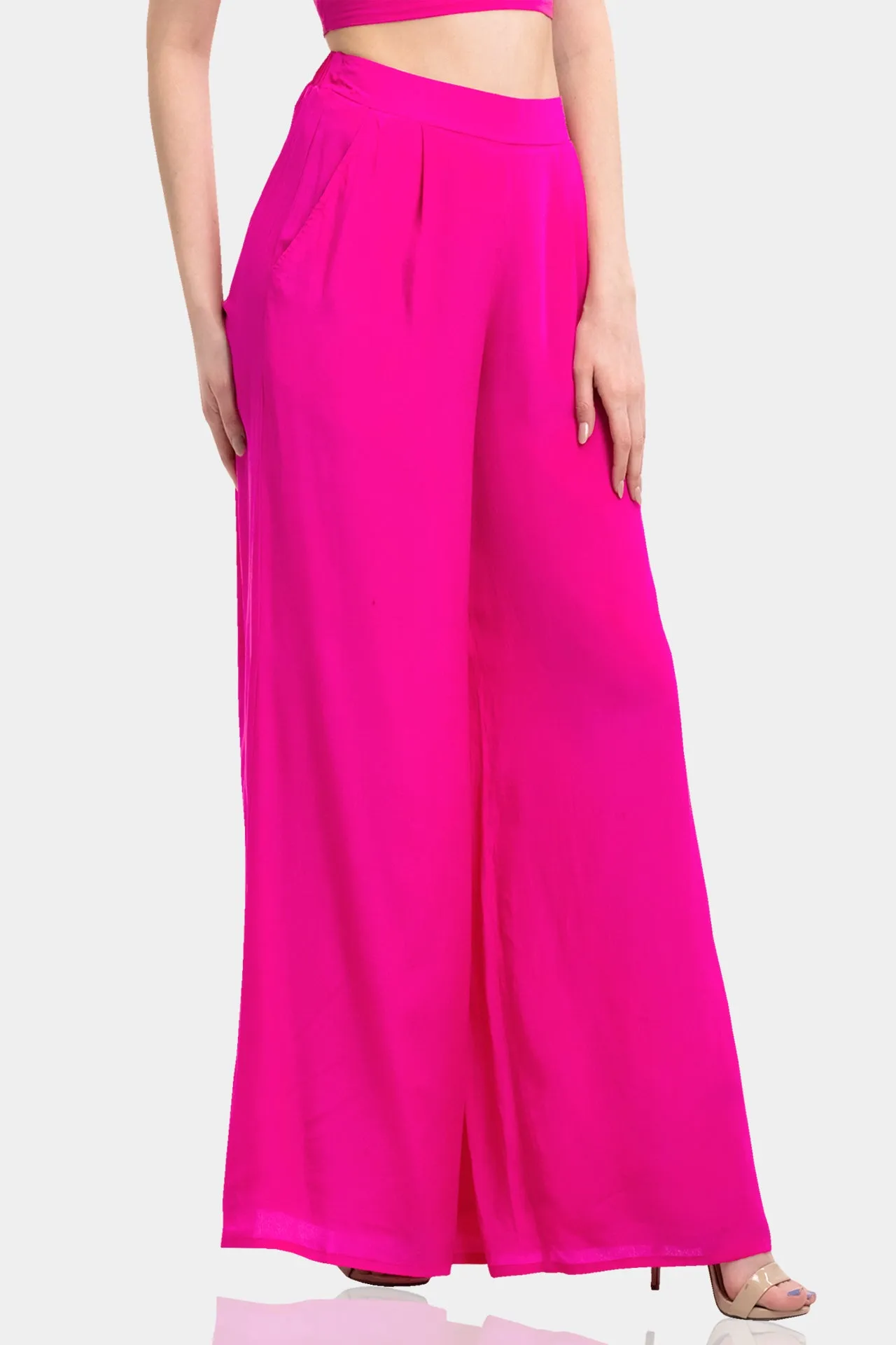Fuchsia Wide Leg Palazzo Pants