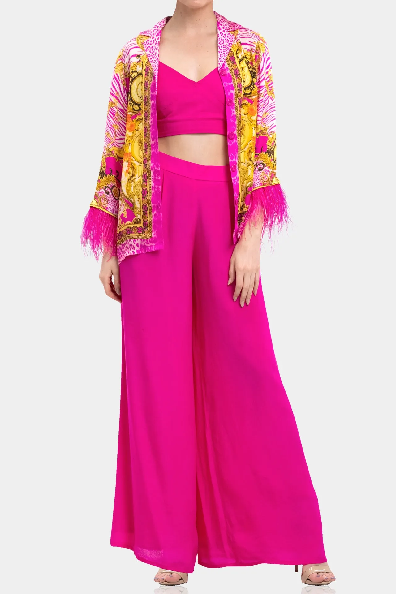 Fuchsia Wide Leg Palazzo Pants