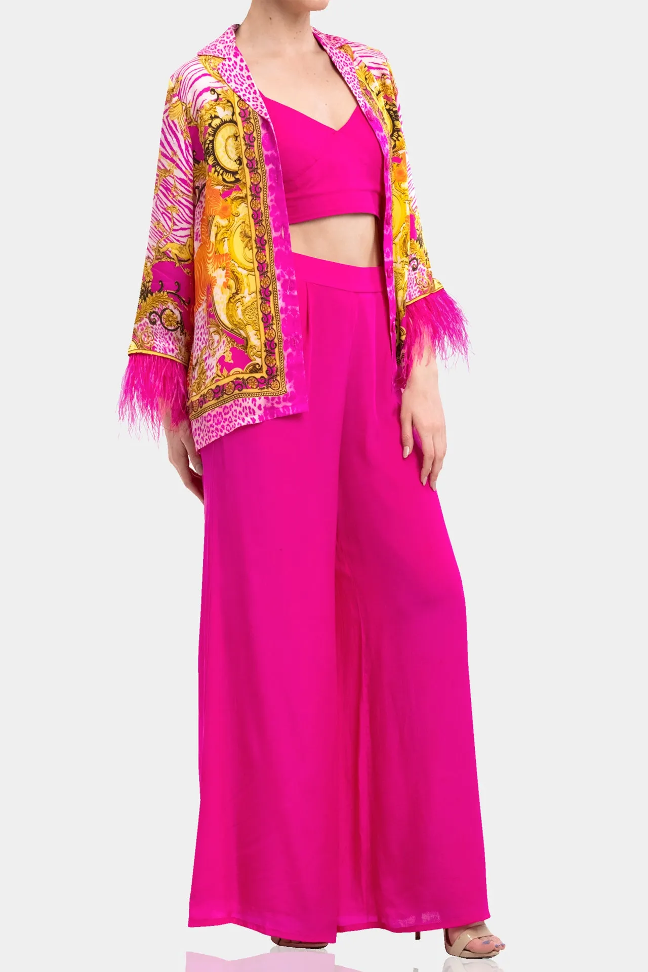 Fuchsia Wide Leg Palazzo Pants