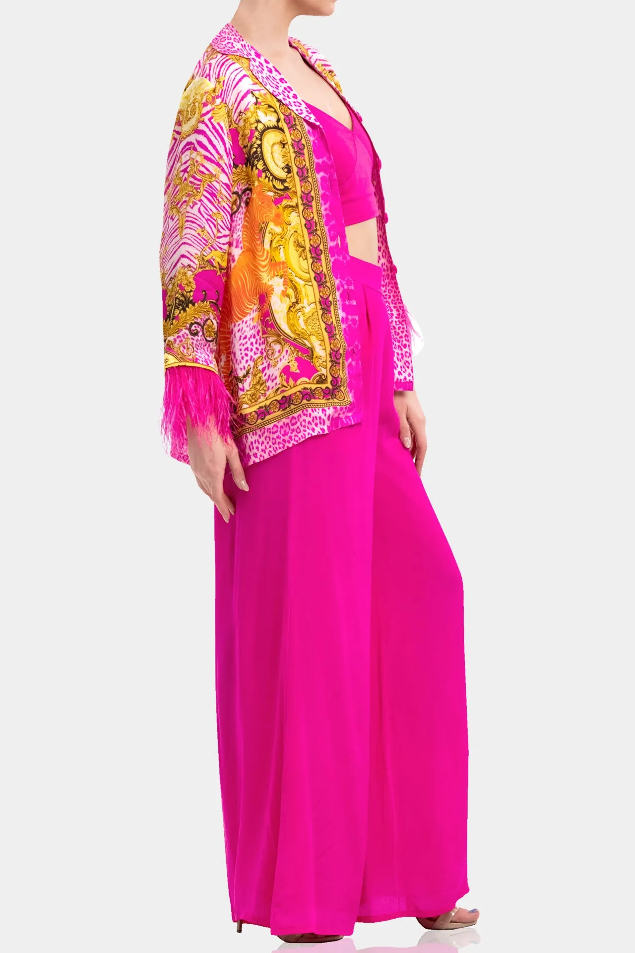 Fuchsia Wide Leg Palazzo Pants