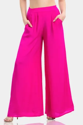Fuchsia Wide Leg Palazzo Pants