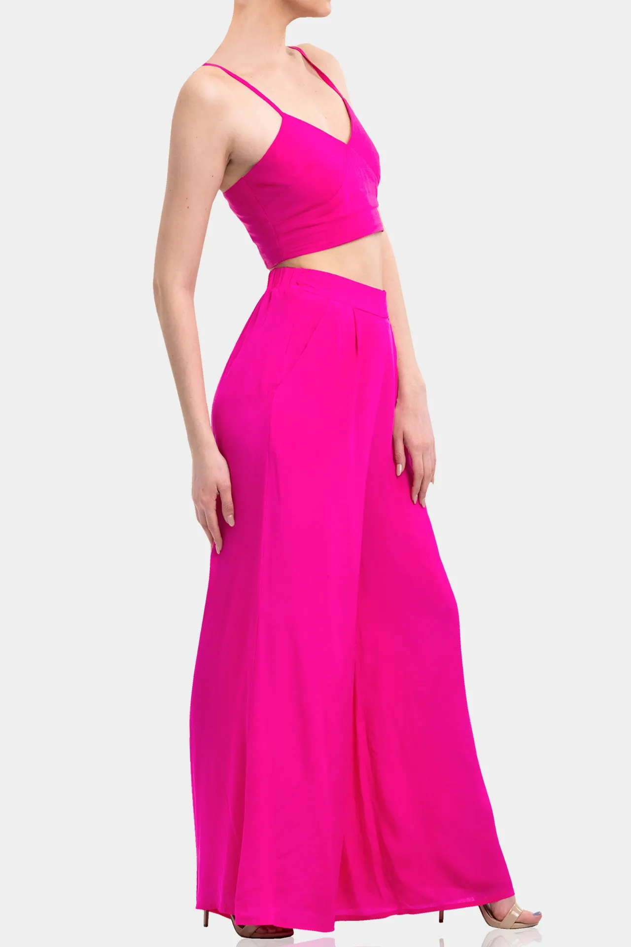 Fuchsia Wide Leg Palazzo Pants