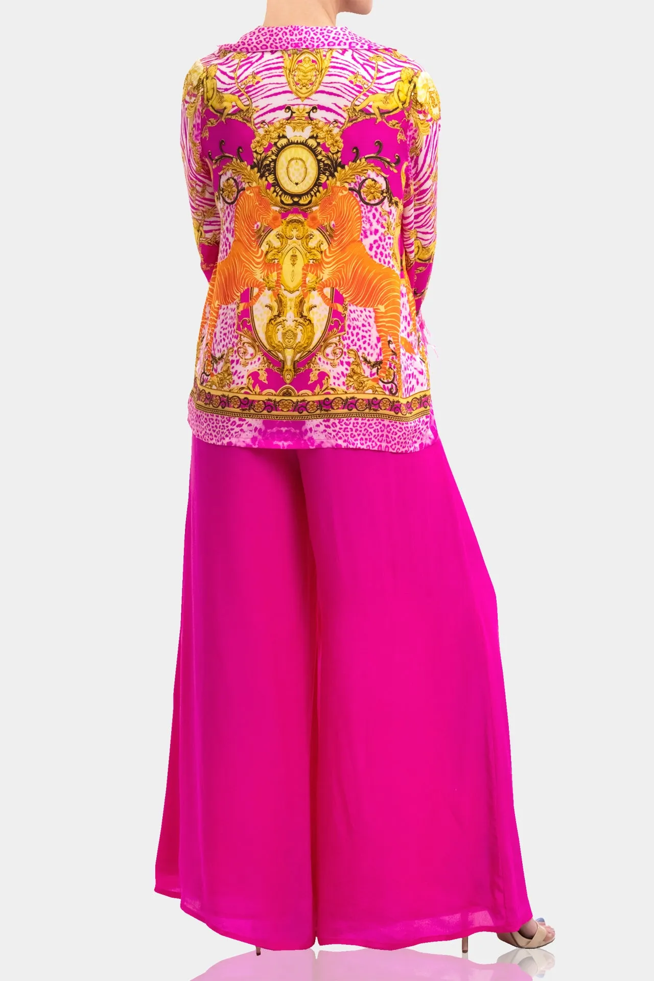 Fuchsia Wide Leg Palazzo Pants