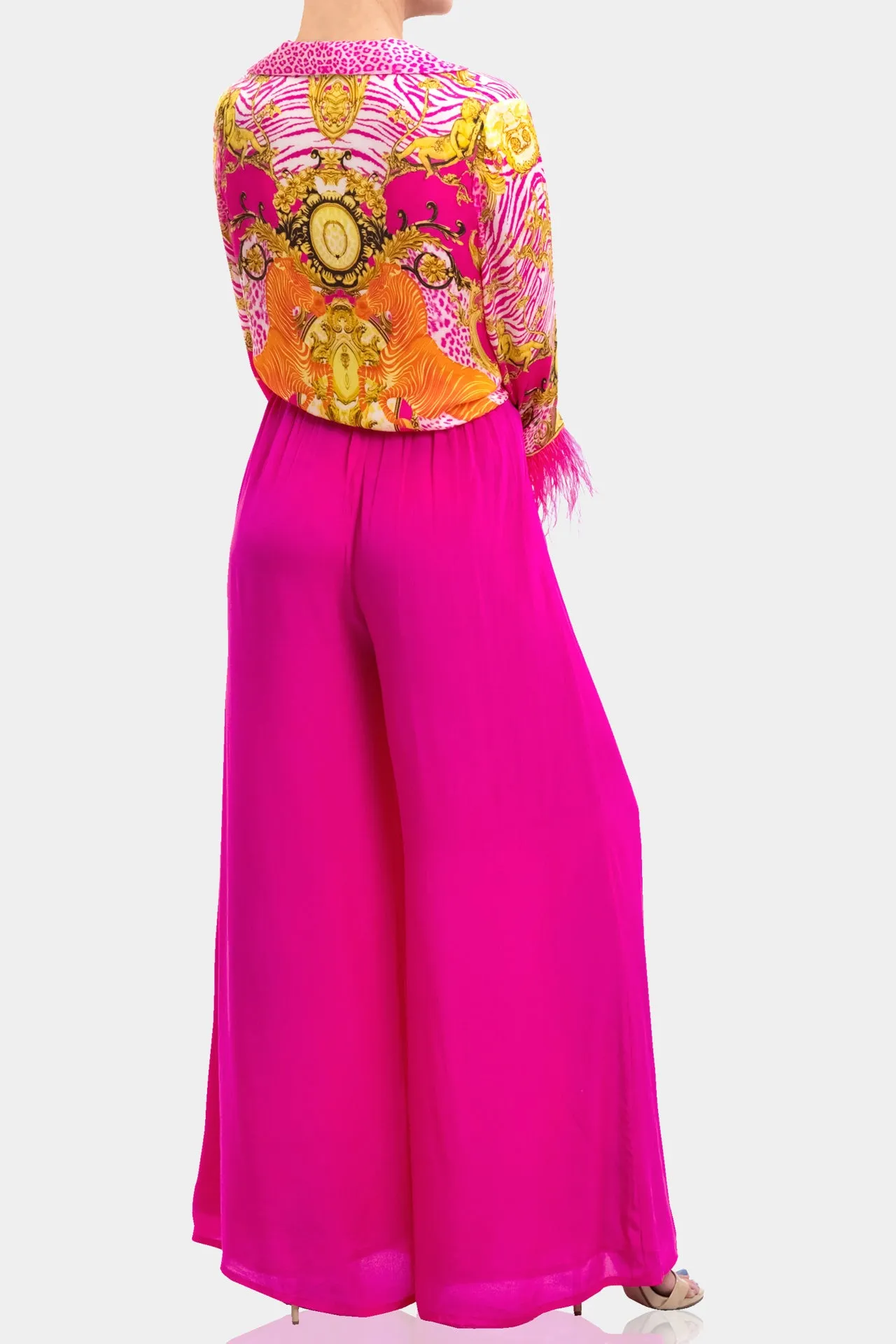 Fuchsia Wide Leg Palazzo Pants