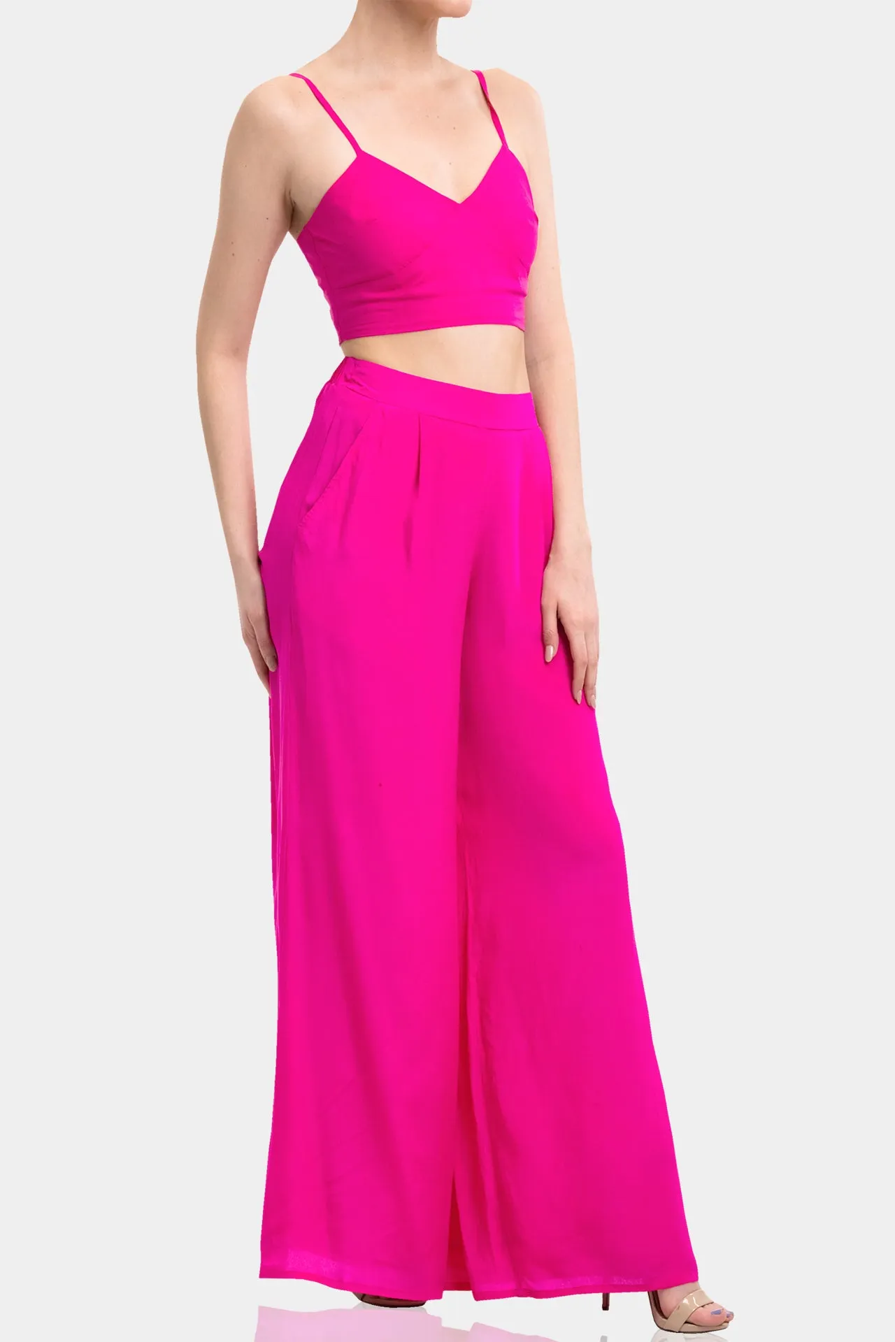 Fuchsia Wide Leg Palazzo Pants