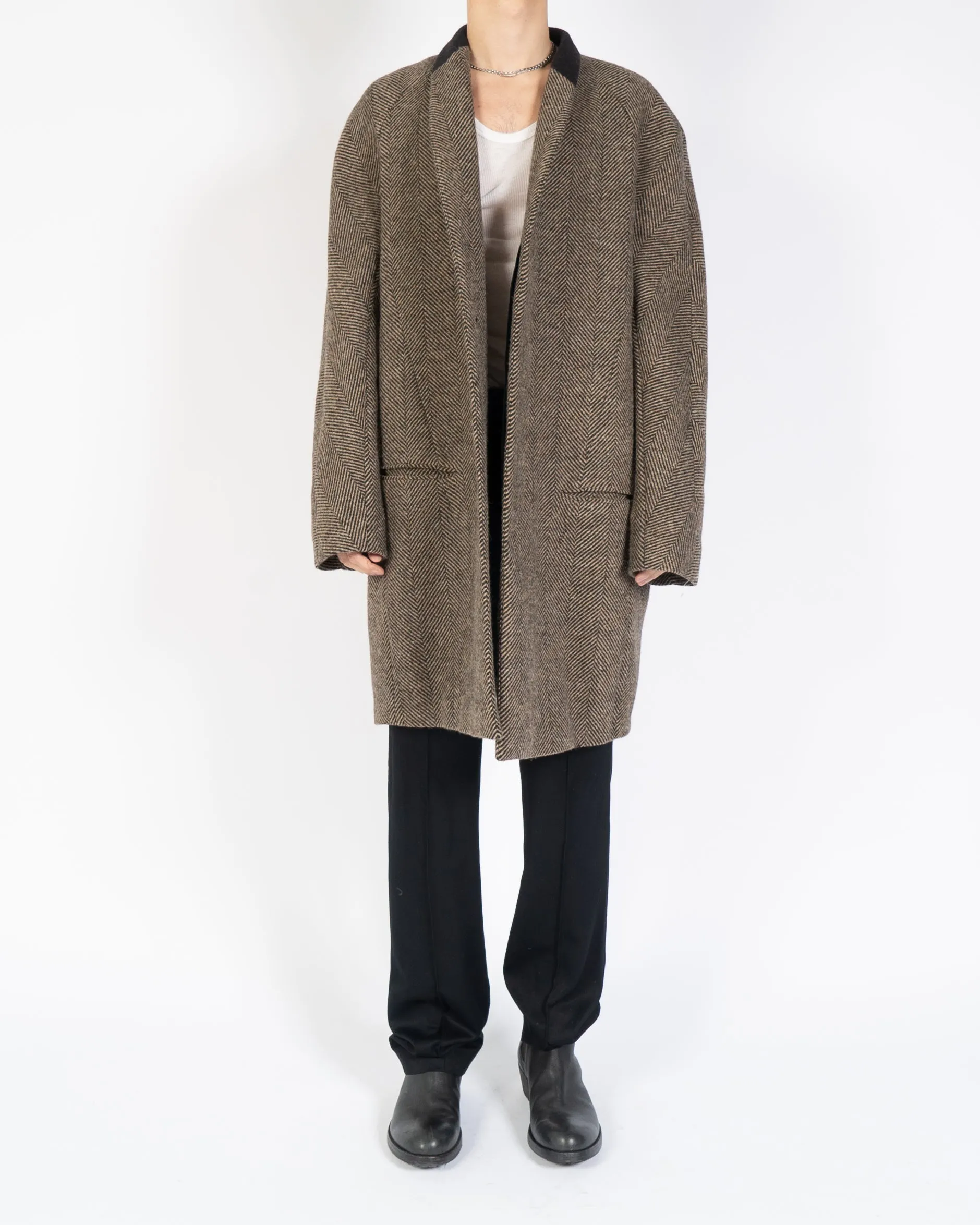 FW14 Brown Chevron Wool Coat