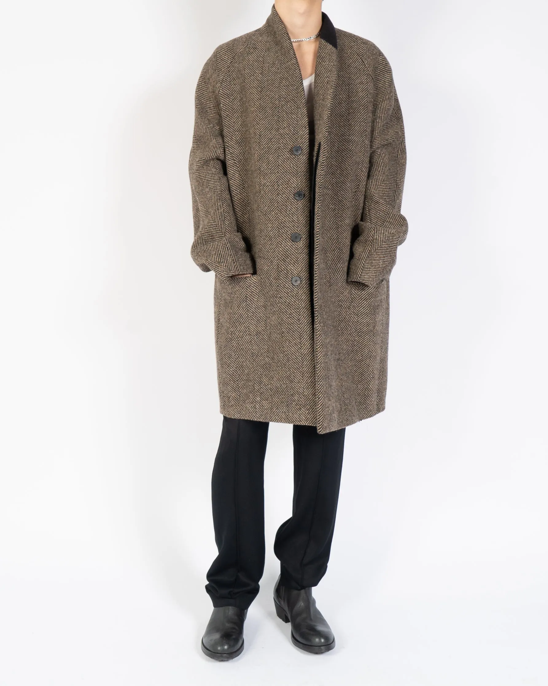 FW14 Brown Chevron Wool Coat
