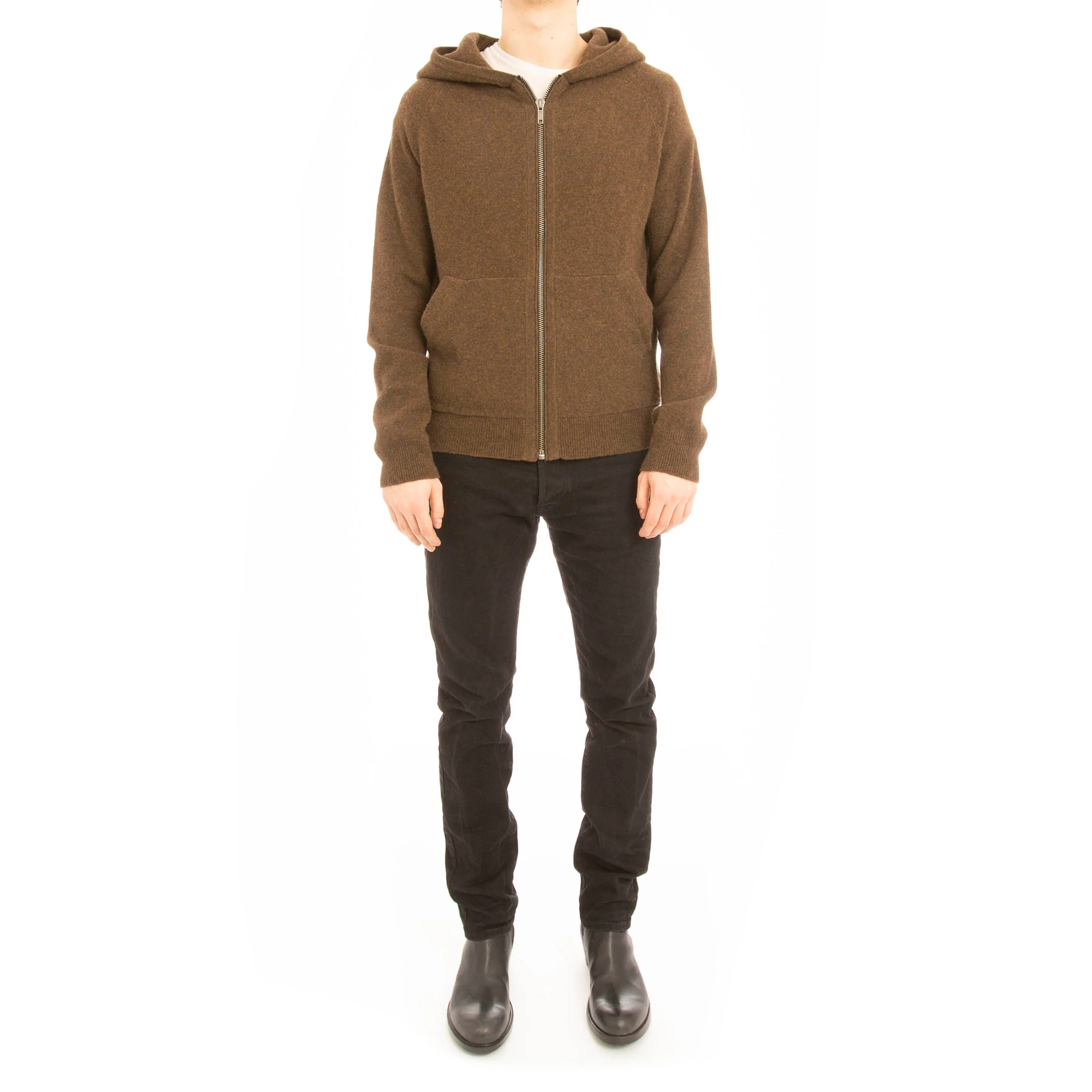 FW16 Brown Cashmere Zip-Up