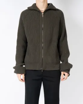 FW16 Khaki Knit Zip Cardigan