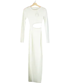 Glassons White One Shoulder Knit Maxi Dress UK S