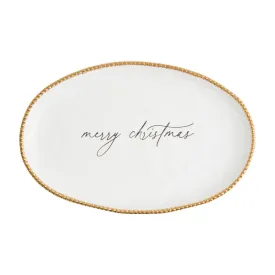 Gold Beaded Merry Christmas Platter
