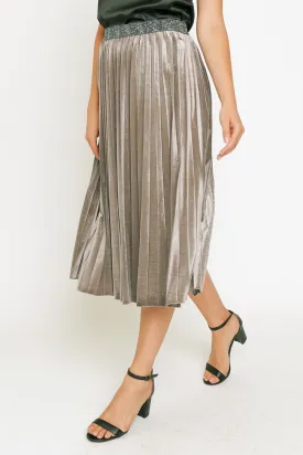 Gray Velvet Pleated Skirt