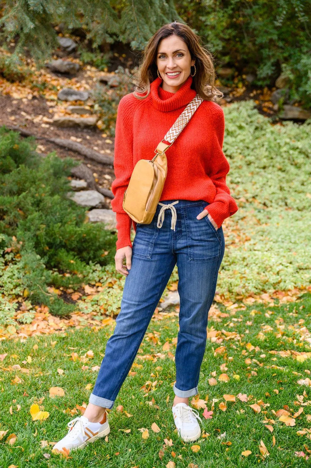 Hazel Blues® | Steady Pace Roll Neck Sweater In Red