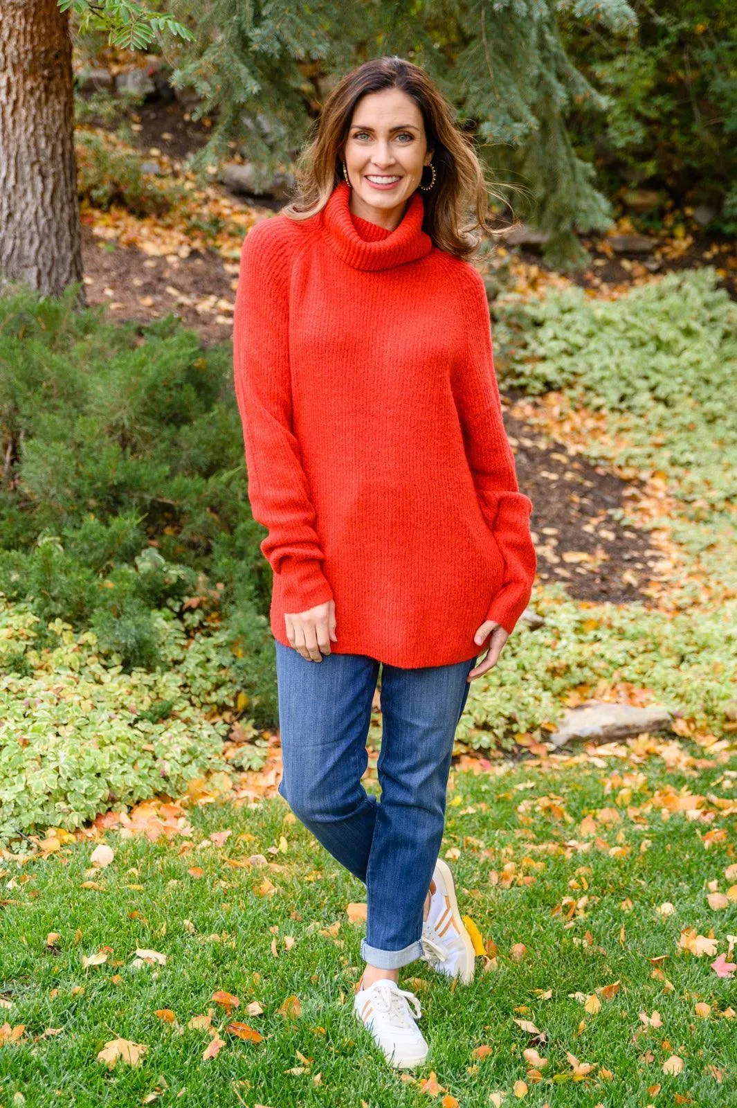 Hazel Blues® | Steady Pace Roll Neck Sweater In Red