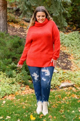 Hazel Blues® | Steady Pace Roll Neck Sweater In Red