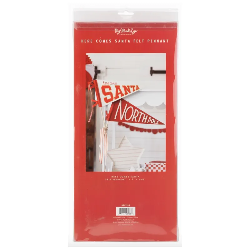Here Comes Santa Felt Pennant Banner - 14.5"