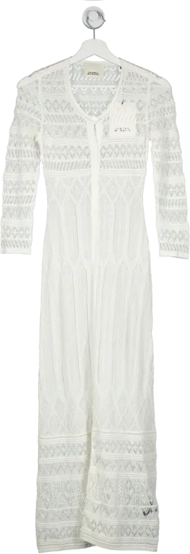 Isabel Marant White Crochet Knit Maxi Dress UK 6