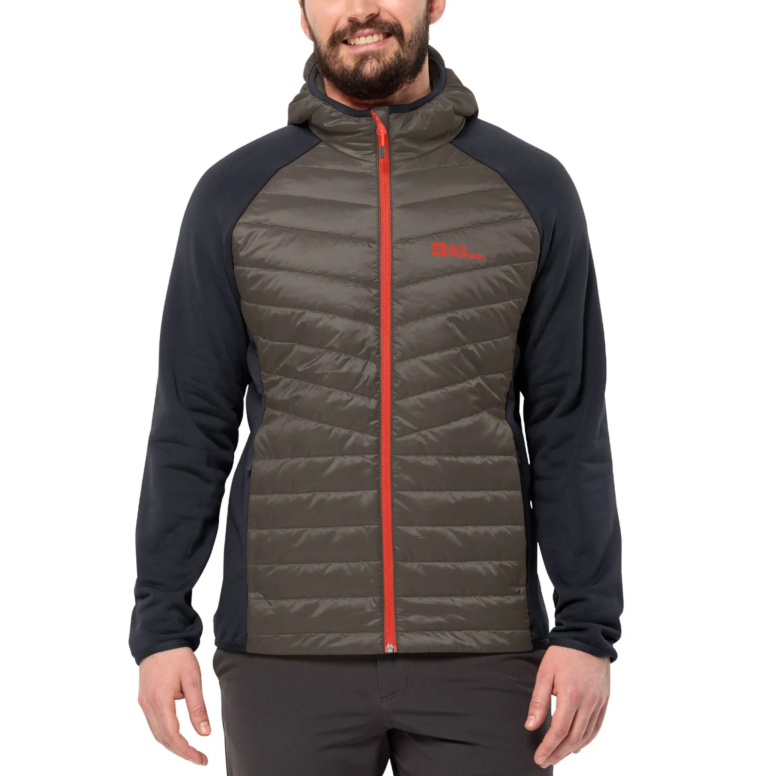Jack Wolfskin Mens Routeburn Pro Hybrid Fleece Jacket - Cold Coffee