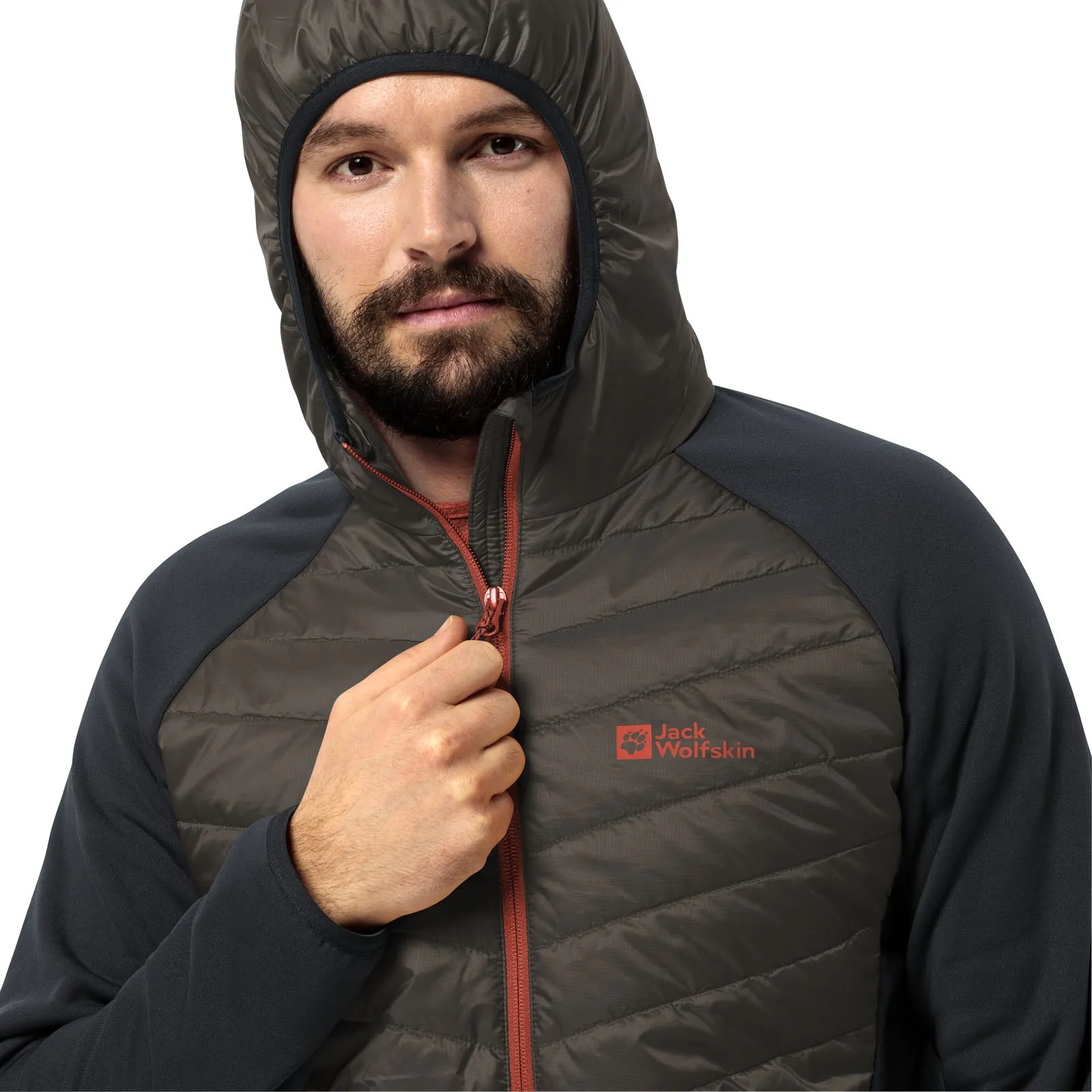 Jack Wolfskin Mens Routeburn Pro Hybrid Fleece Jacket - Cold Coffee