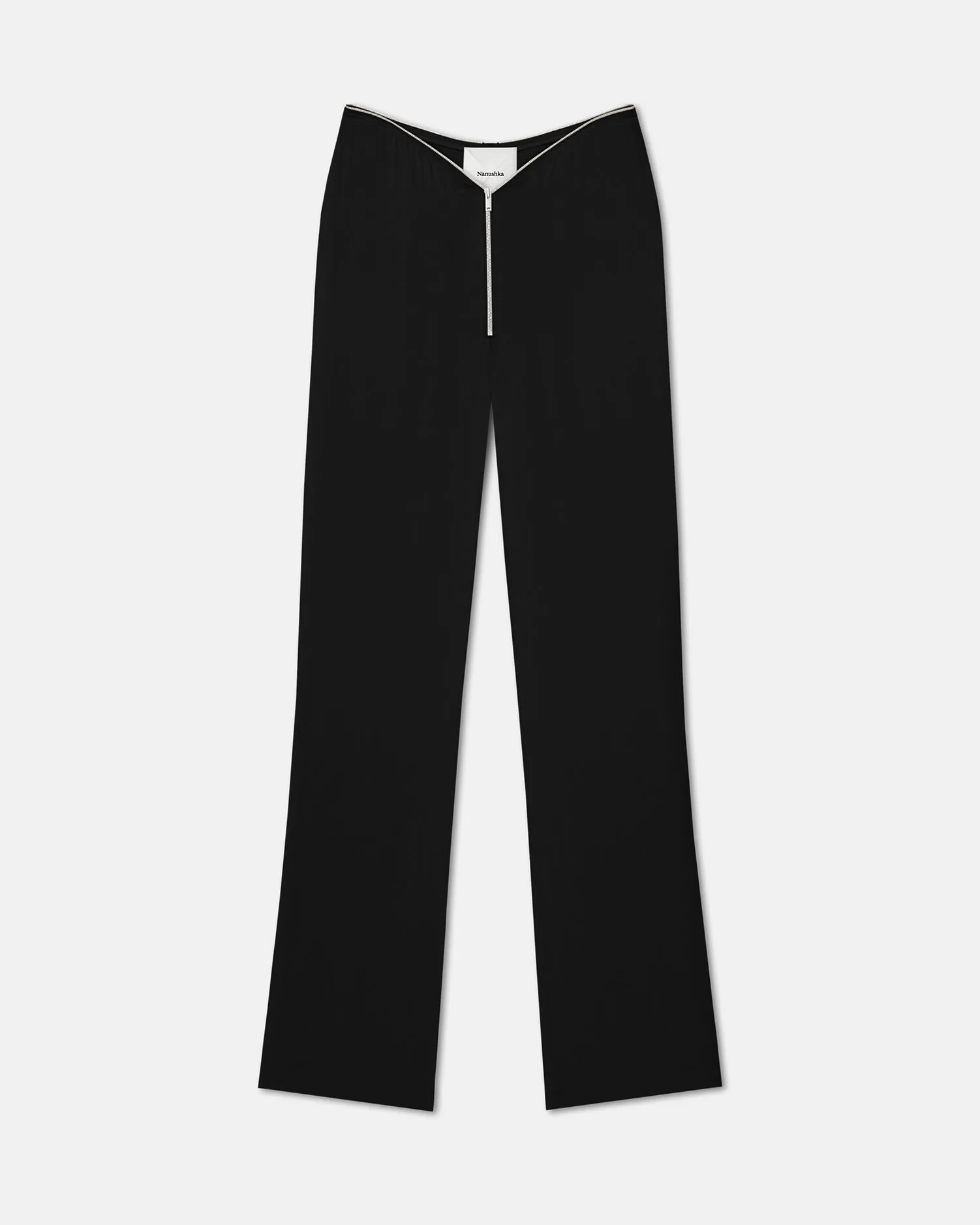 Linett - Georgette Slim-Leg Pants - Black