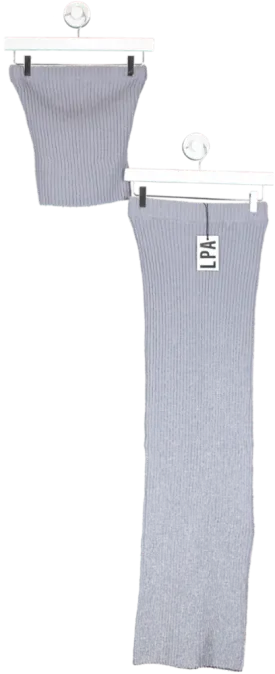 LPA Grey Nara Knit Maxi Skirt & Tube Top UK XS