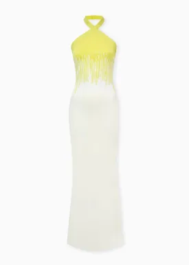 Maelyn - Halter Gown with Brush Stroke Ombré Design