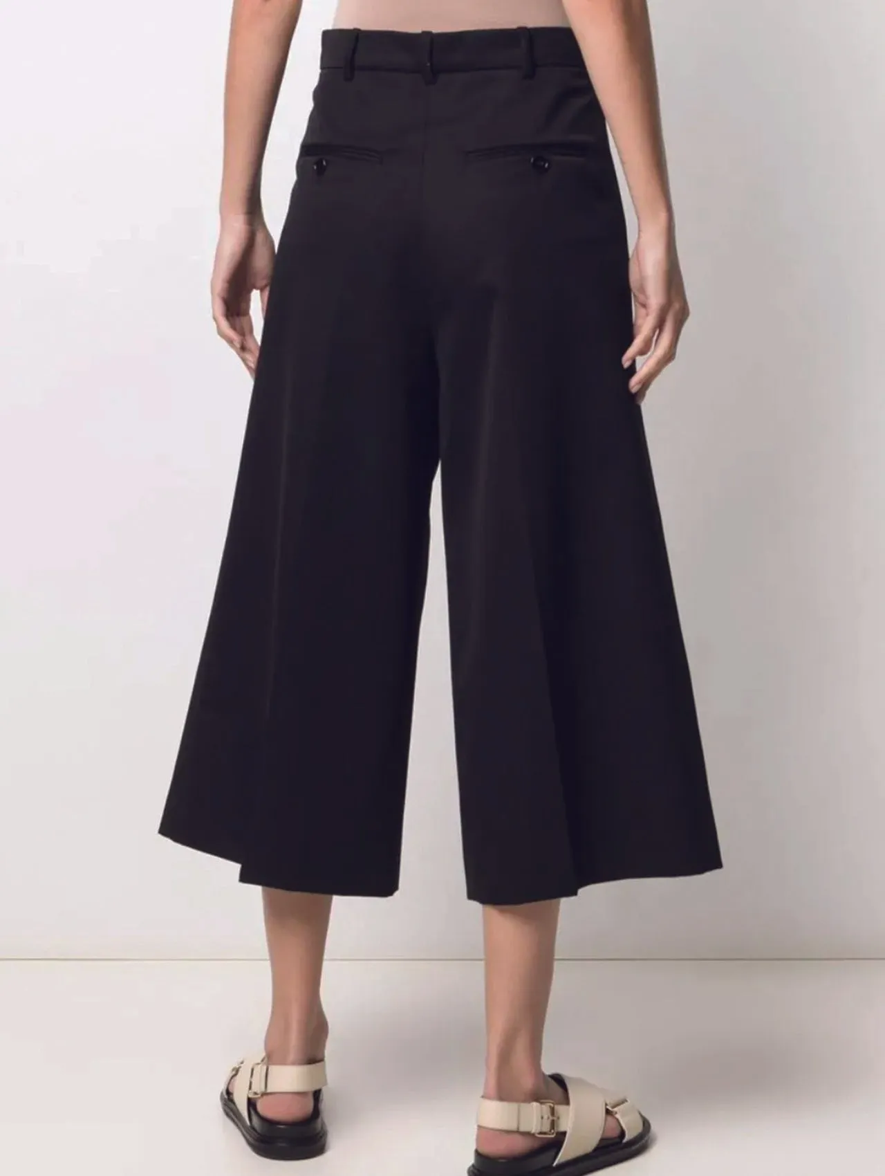 Marni Black Cropped Wide Leg Trousers