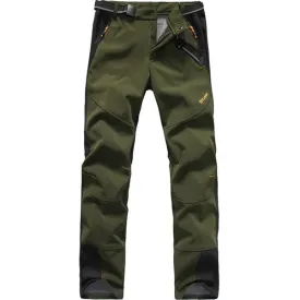 Mens Outdoor Soft Shell Water-repellent Cozy Warm Fleece Lined Breathable Sport Pants