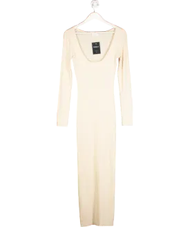 Meshki Cream Rib Knit Scoop Neck Maxi Dress UK L