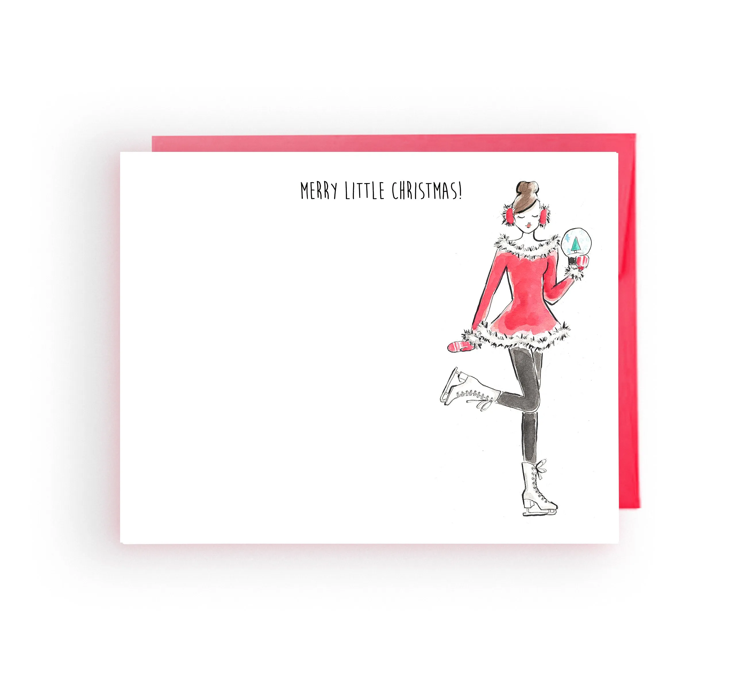 Pre-order Holiday Cards - Merry Little Christmas Ice Skating Girl