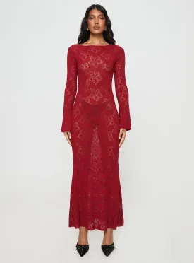 Pricely Long Sleeve Maxi Dress Red