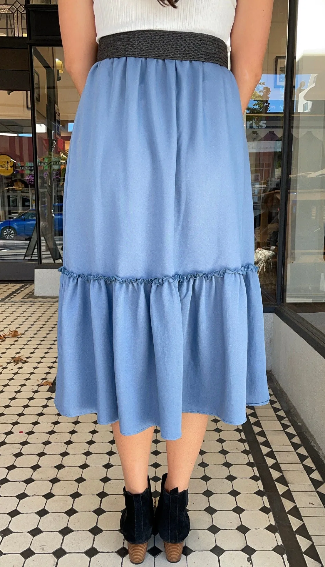 Rachel Ruffle Skirt Blue