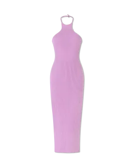 Ribbed Knit Halterneck Tank Maxi Dress