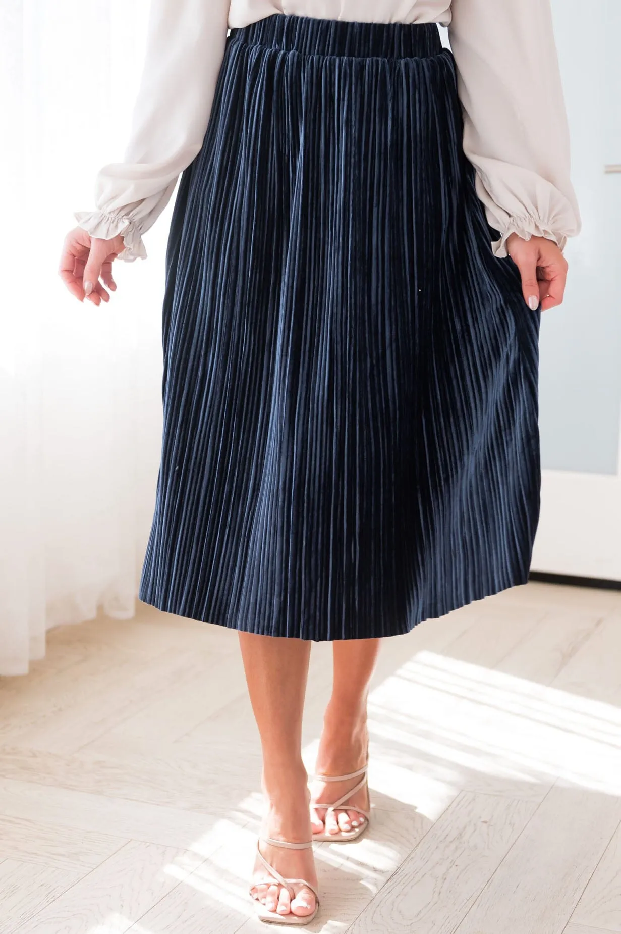 Rich & Velvety Pleated Midi Skirt