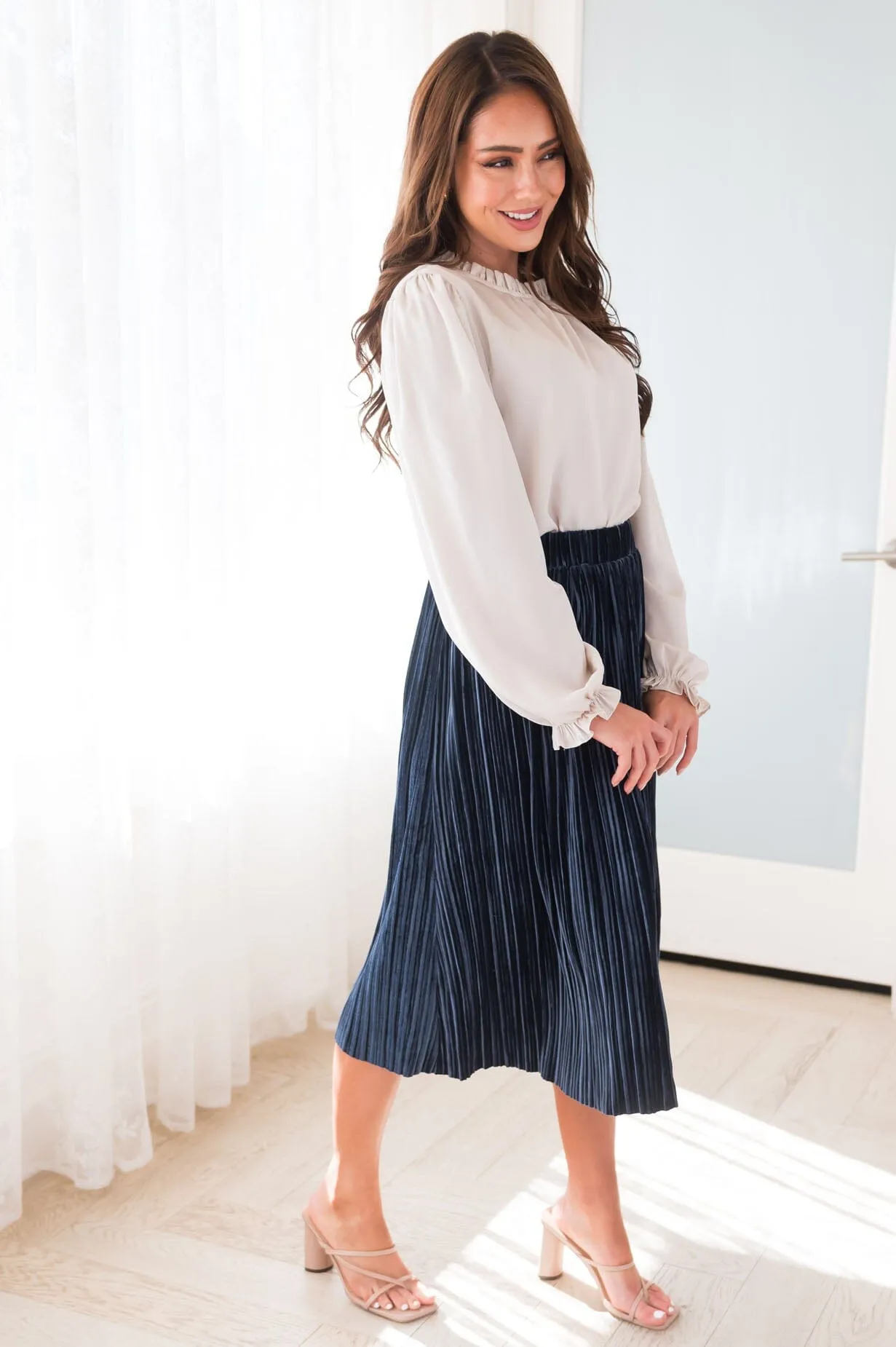 Rich & Velvety Pleated Midi Skirt