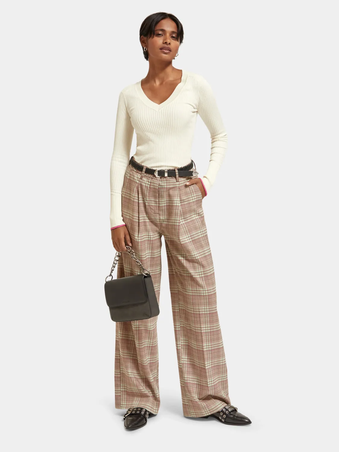 Rose high-rise pleated wide-leg pants